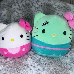 Squishmallows Hello Kitty Pink White & Mint Blue Plush Duo